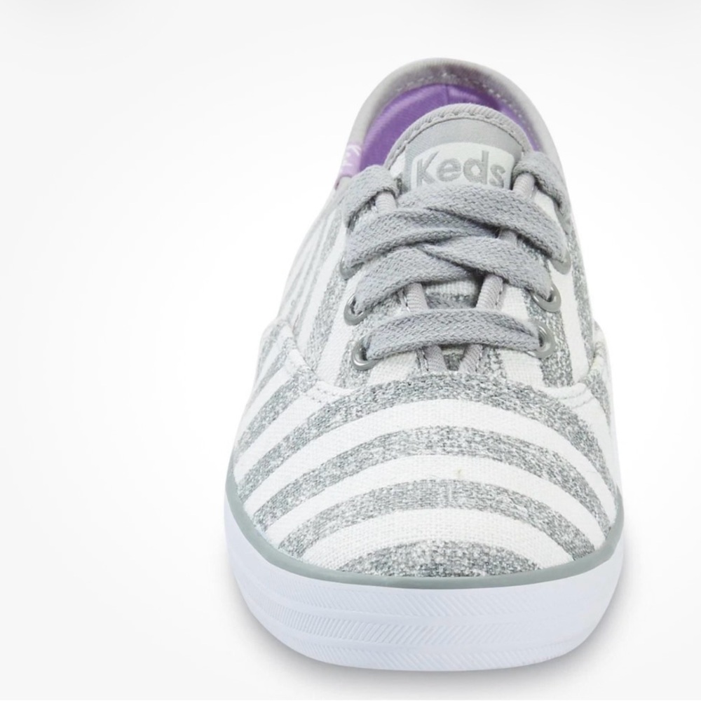 Keds Women's Champion Gray and White Striped shoes size 8